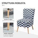 Sedia Imbottita 51x62x81 cm in Tessuto Effetto Lino Blu e Bianco