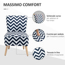 Sedia Imbottita 51x62x81 cm in Tessuto Effetto Lino Blu e Bianco