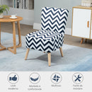 Sedia Imbottita 51x62x81 cm in Tessuto Effetto Lino Blu e Bianco