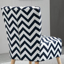 Sedia Imbottita 51x62x81 cm in Tessuto Effetto Lino Blu e Bianco