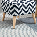 Sedia Imbottita 51x62x81 cm in Tessuto Effetto Lino Blu e Bianco