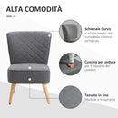 Sedia Imbottita 61x69x85 cm  in Tessuto Effetto Lino Grigio Chiaro