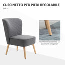 Sedia Imbottita 61x69x85 cm  in Tessuto Effetto Lino Grigio Chiaro