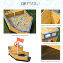 Sabbiera da Esterno per Bambini a Forma di Nave 158x78x45,5 cm con Contenitore in Legno