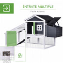 Pollaio da Giardino Prefabbricato 175.4x95.5x100 cm in Legno con Tetto Impermeabile Grigio