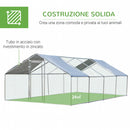 Pollaio per Galline 300x800x195 cm in Metallo Zincato con Copertura Argento
