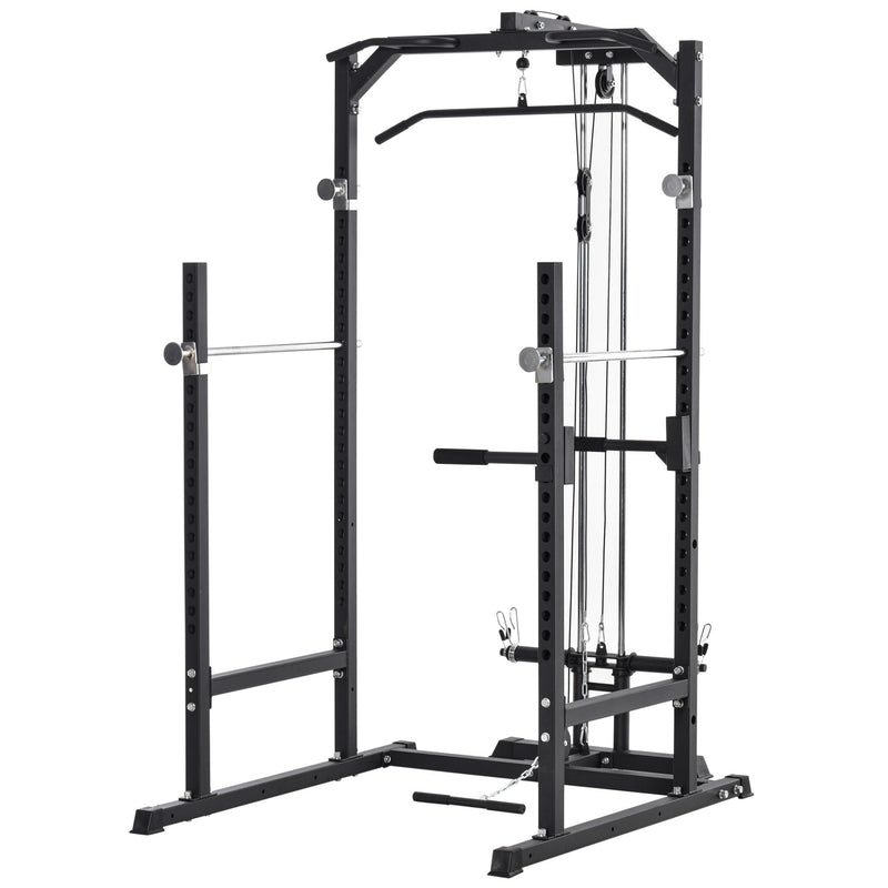 Stazione Fitness Multifunzione 155x118x220 cm in Acciaio Nero