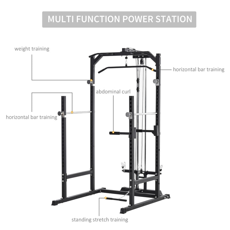 Stazione Fitness Multifunzione 155x118x220 cm in Acciaio Nero