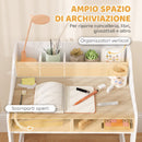 Set Scrivania 60x48x68 cm e Sedia per Bambini 3-8 Anni con 3 Scomparti Aperti e Bordi Arrotondati in MDF Color Legno      