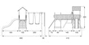 Torre con Altalenta 2 Posti e Scivolo 410x480x280 cm in Legno