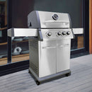 Barbecue a Gas GPL Montana 3 Fuochi + 1 con Fornello Laterale 120x57x114 h cm in Acciaio Grigio