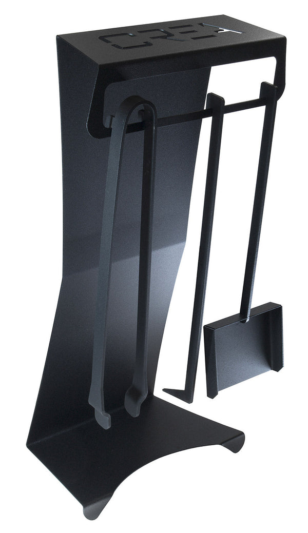 sconto Set Camino 3 Pezzi con Supporto 290x185x600 cm in Acciaio Crea Puma Nero