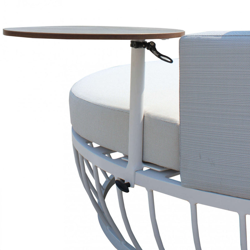 Divano Letto con Tavolino Salvador Ø165x30/60 h cm in Alluminio Bianco