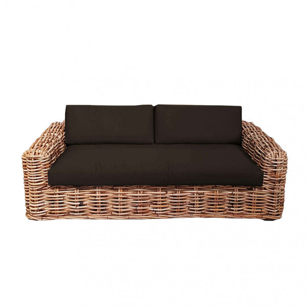 Canapé 2 places Polinesia avec coussins 75x194x105 cm en rotin marron sconto