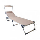 Lettino Prendisole da Giardino Pieghevole Kamp Tortora 188x59x30 cm cm in Alluminio Beige