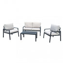 Set Salotto da Giardino Divano 2 Poltrone e Tavolino con Cuscini in Alluminio Antracite