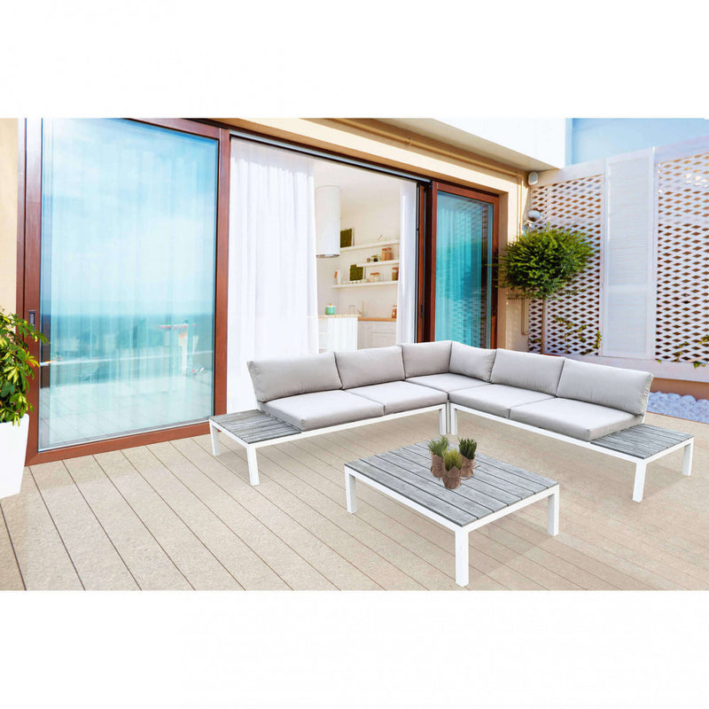 Salotto Angolare Tokyo con Cuscini in Alluminio Bianco