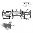 Set Salotto da Giardino Divano 2 Poltrone e Tavolino con Cuscini in Alluminio Bianco