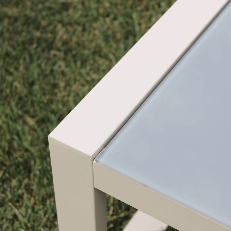 Set Salotto da Giardino Divano 2 Poltrone e Tavolino con Cuscini in Alluminio Tortora