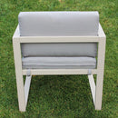 Set Salotto da Giardino Divano 2 Poltrone e Tavolino con Cuscini in Alluminio Tortora