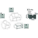 Set Salotto da Giardino Divano 2 Poltrone e Tavolino con Cuscini in Plastica Grigio