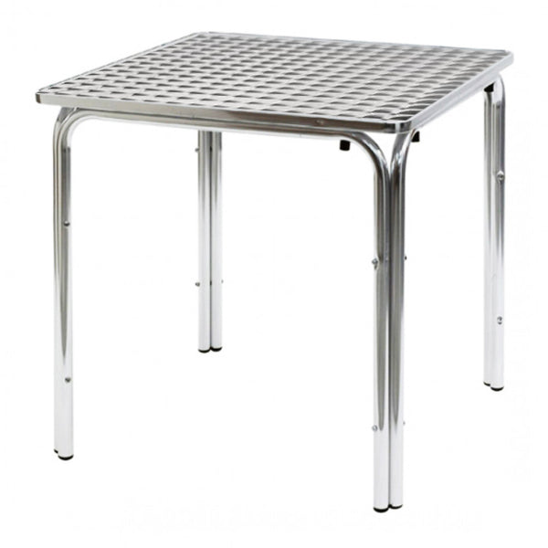 Table empilable 70x70x70 h cm en aluminium argenté sconto