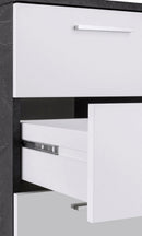 Scrivania Angolare 3 Cassetti e Ripiani a Giorno 180/160x60x90 cm New Selina Bianco Lucido/Report Grigio  