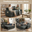 Divano Letto 2 Posti 166x90x84 cm con Schienale Regolabile in 3 Posizioni con 2 Cuscini in Ciniglia Grigio Scuro      