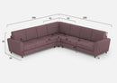Divano Angolare 7 Posti 288x288x85 cm Yasel in Tessuto Prugna