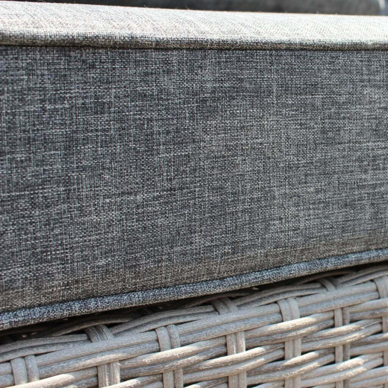 Set Salotto da Giardino Divano 2 Poltrone e Tavolino con Cuscini in Wicker Grigio