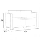 Set Salotto da Giardino Divano 2 Poltrone e Tavolino con Cuscini in Plastica Bianco