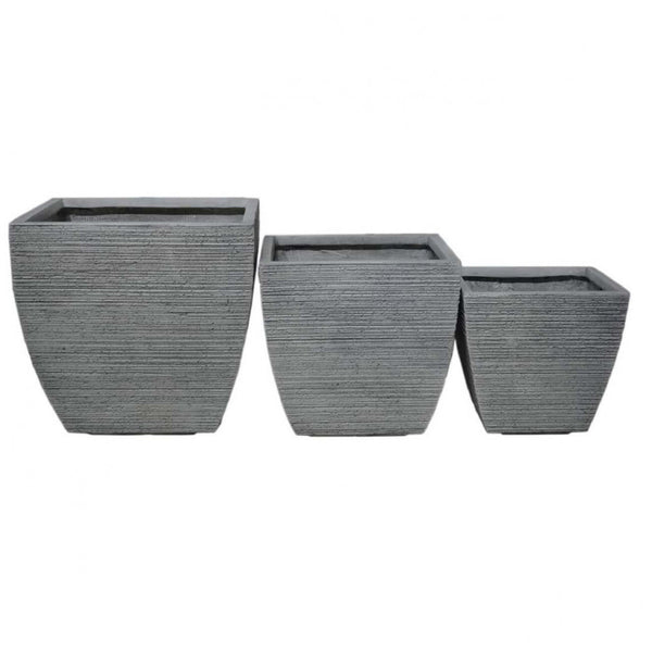 online Set de 3 Vases au Calendula en Fibre d'Argile Grise