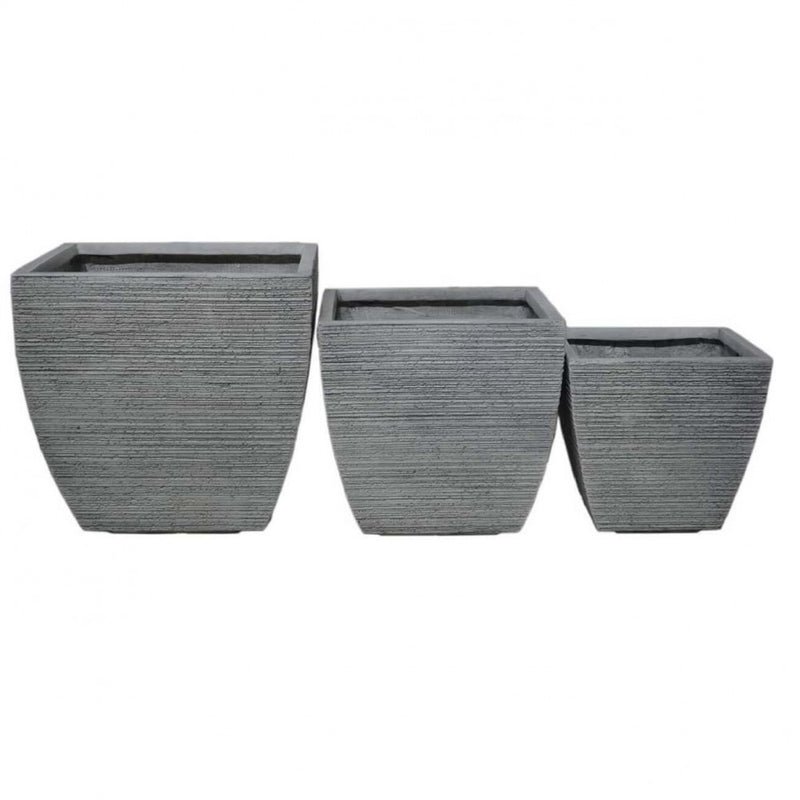 Set 3 Vasi Calendula in Fibra di argilla Grigio