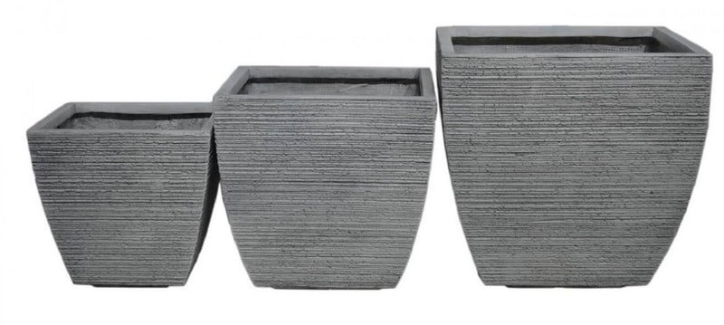 Set 3 Vasi Calendula in Fibra di argilla Grigio