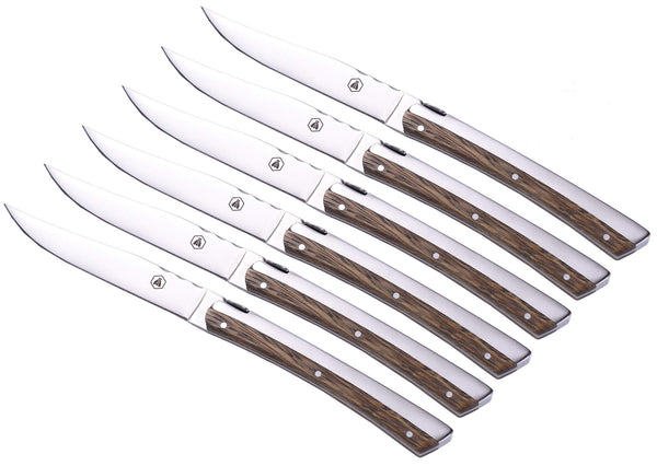 Set de 6 Couteaux à Steak Lame Lisse Manche Bois de Zèbre acquista
