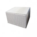 Tavolino Dallas con Vetro 60x60x42,5 h cm in Wicker Bianco