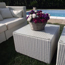 Tavolino Dallas con Vetro 60x60x42,5 h cm in Wicker Bianco