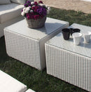 Tavolino Dallas con Vetro 60x60x42,5 h cm in Wicker Bianco