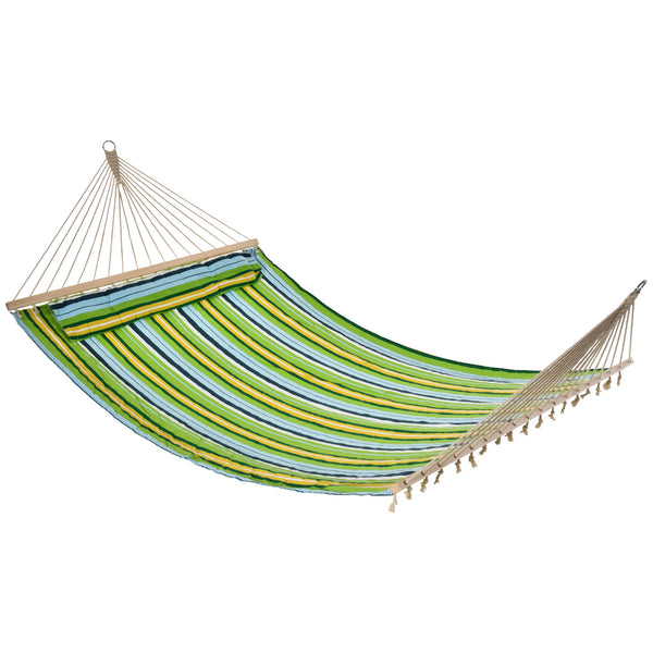 Hamac de jardin 2 places 400x140 cm avec coussin en tissu multicolore sconto