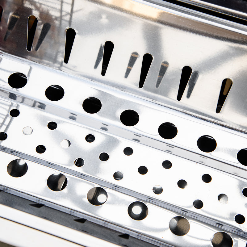 Barbecue a Carbone Carbonella 120x31x60-70 cm in Acciaio Inox Argento