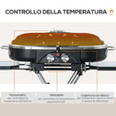 Barbecue a Gas GPL 2 Fuochi 100x41,6x82,5 in Lega di Alluminio e Acciaio Nero