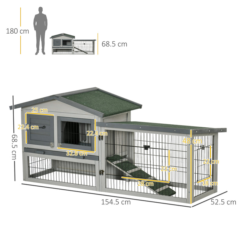 Conigliera da Esterno 154,5x52,5x68,5 cm in Legno d'Abete Grigio