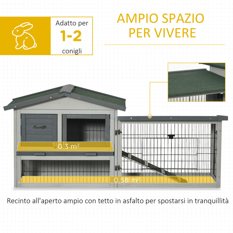 Conigliera da Esterno 154,5x52,5x68,5 cm in Legno d'Abete Grigio