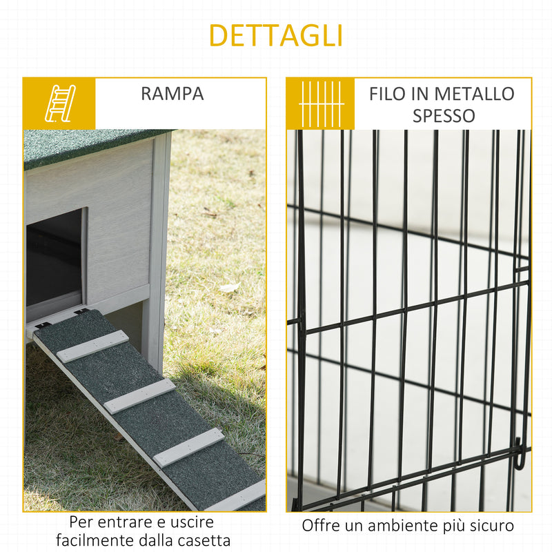 Conigliera da Esterno 154,5x52,5x68,5 cm in Legno d'Abete Grigio