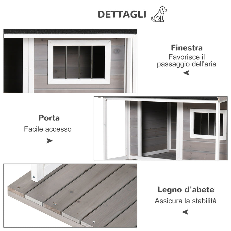 Cuccia per Cani e Gatti da Esterno 127x112x109 cm in Legno Grigio