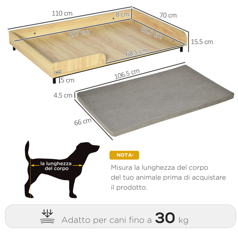 Cuccia per Cani e Gatti 110x70x15,5 cm in Legno e Acciaio Rovere e Grigio