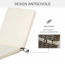 Cuscino per Lettino prendisole 188x53x8 cm Rivestimento in Poliestere Bianco Crema