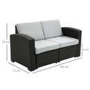 Divano da Giardino 141x71x75 cm in Polipropilene Effetto Rattan Grigio e Nero