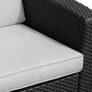 Divano da Giardino 141x71x75 cm in Polipropilene Effetto Rattan Grigio e Nero