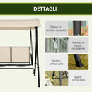 Dondolo 2 Posti 140x118x162 cm in Acciaio e Poliestere Beige